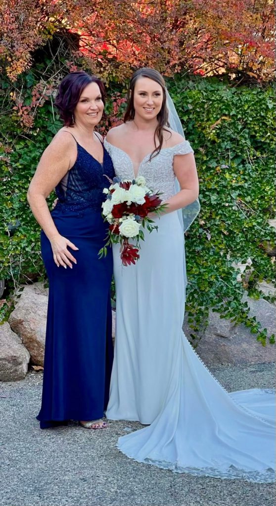 Barb enjoys being mother of the bride on her daughter's special day