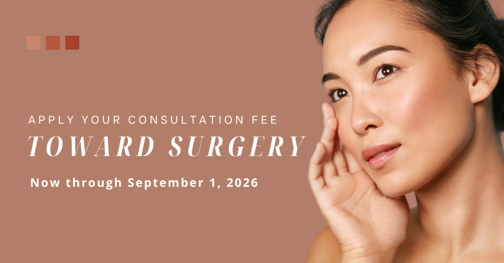 Model image with copy that reads 'Apply Your Consultation Fee Toward Surgery'